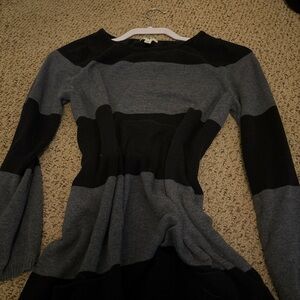 emo black and grey striped sweater